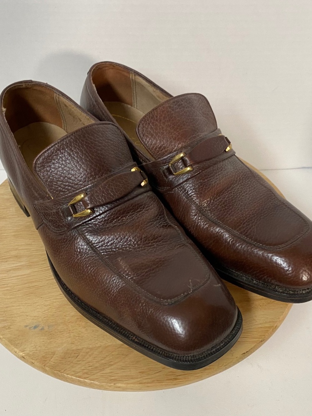 Vintage Florsheim Loafers Mens 9.5 D 616968 Brown Leather Pebbled